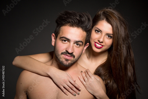 Naked sexy couple in studio