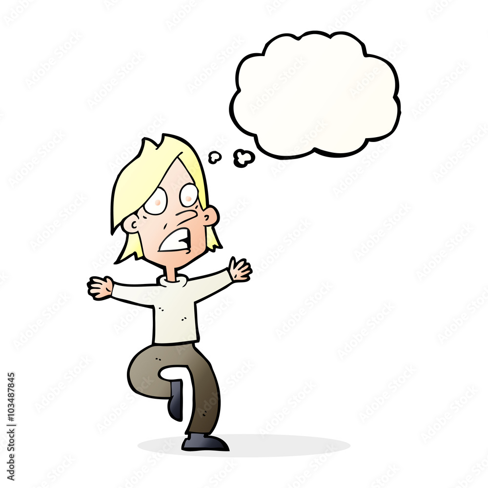 cartoon panicking man with thought bubble cartoon panicking man with thought bubble