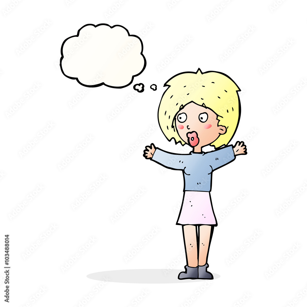 cartoon worried woman with thought bubble cartoon worried woman with thought bubble