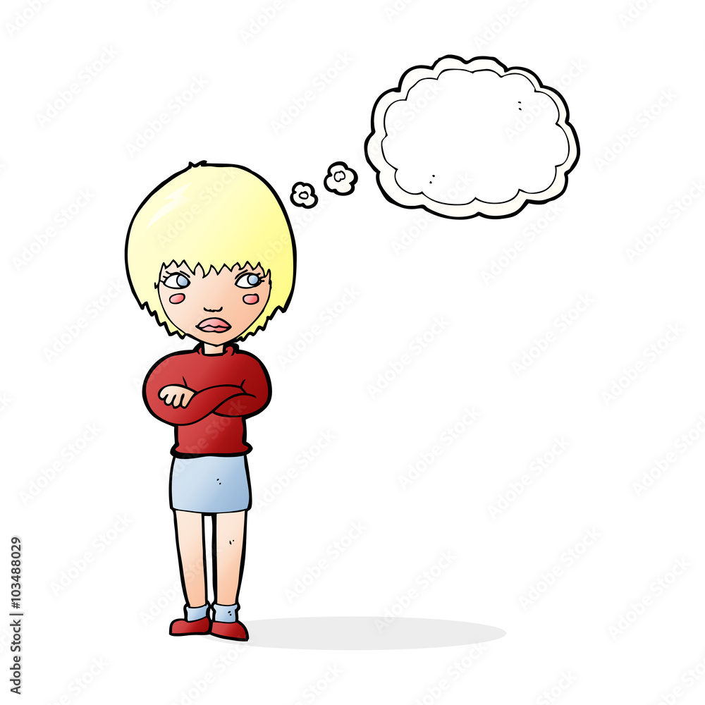 cartoon annoyed woman with thought bubble cartoon annoyed woman with thought bubble