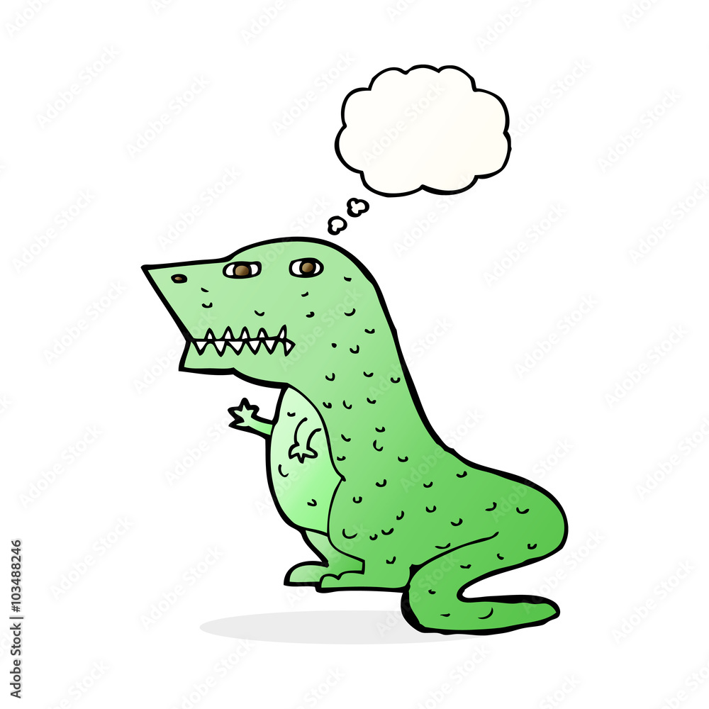 cartoon dinosaur with thought bubble cartoon dinosaur with thought bubble