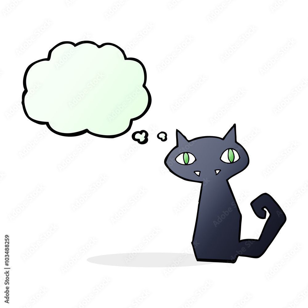 cartoon black cat with thought bubble cartoon black cat with thought bubble