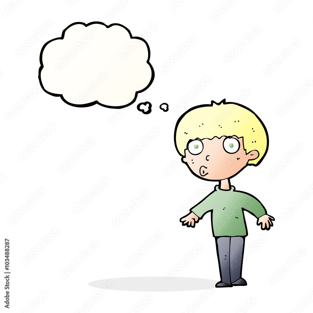 cartoon surprised boy with thought bubble cartoon surprised boy with thought bubble