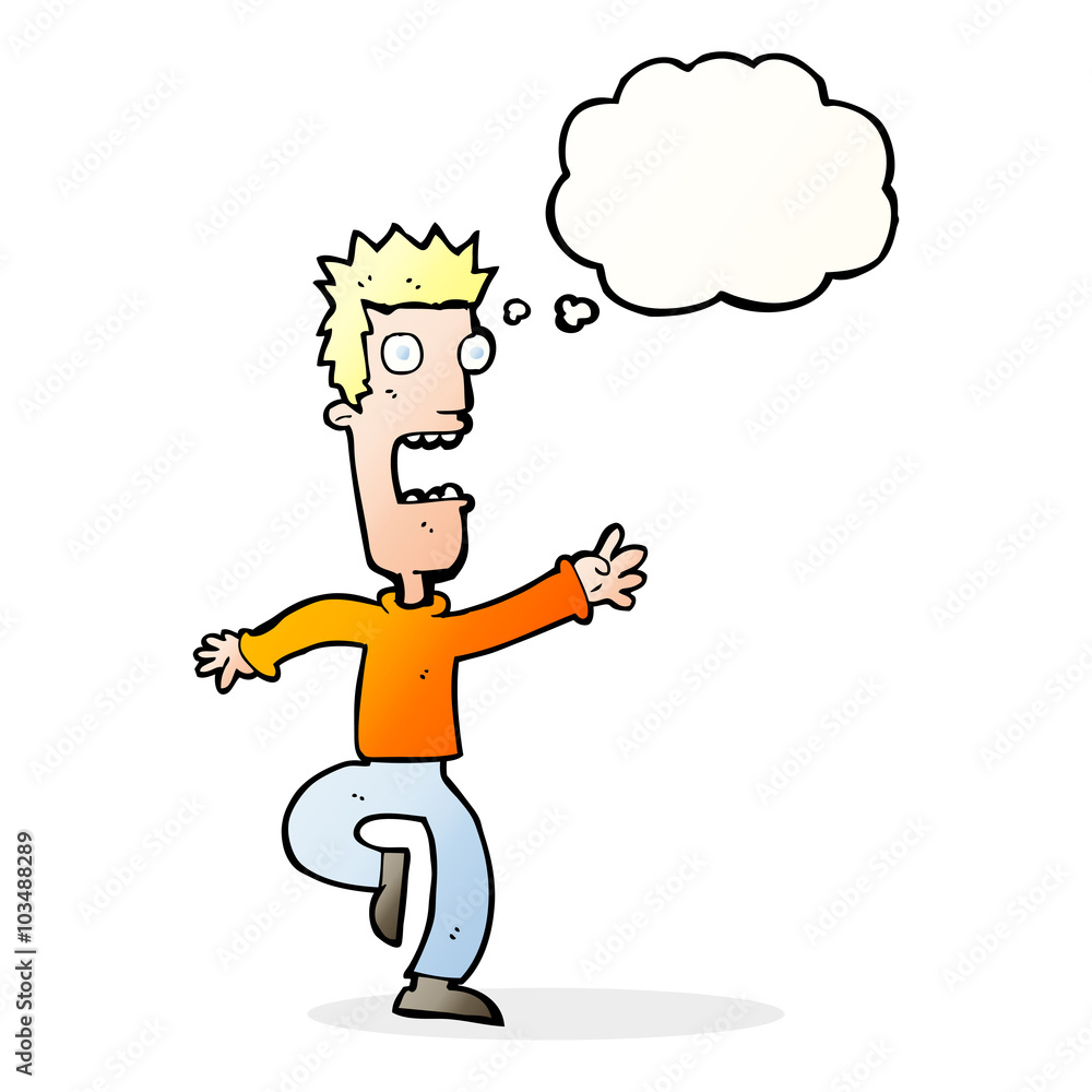 cartoon shrieking man with thought bubble cartoon shrieking man with thought bubble