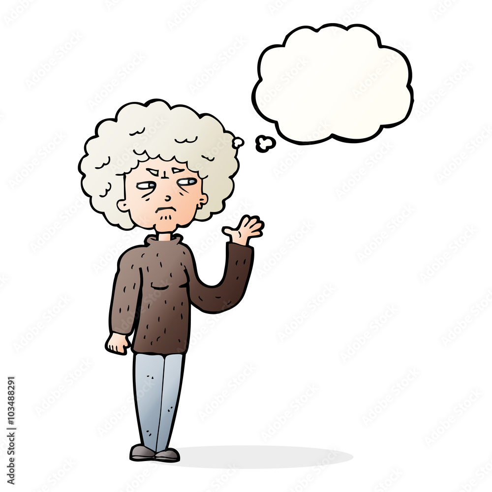 cartoon annoyed old woman waving with thought bubble cartoon annoyed old woman waving with thought bubble