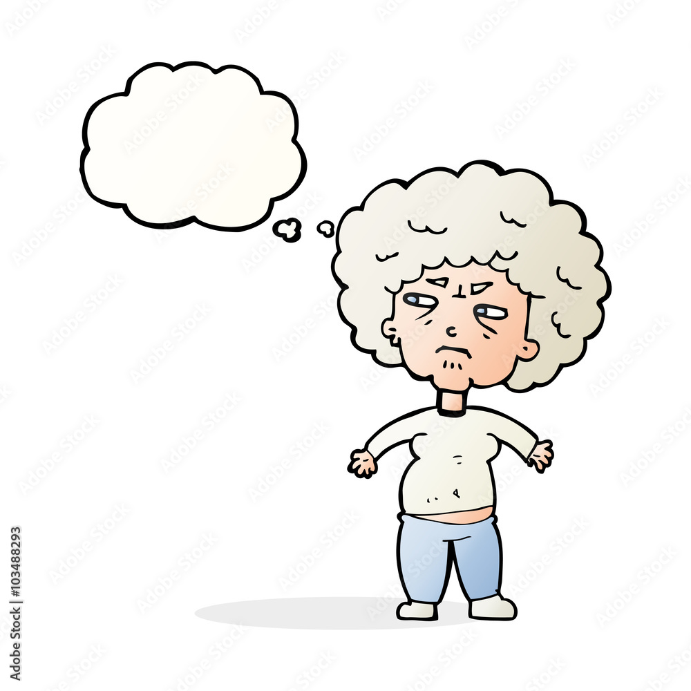 cartoon annoyed old woman with thought bubble cartoon annoyed old woman with thought bubble