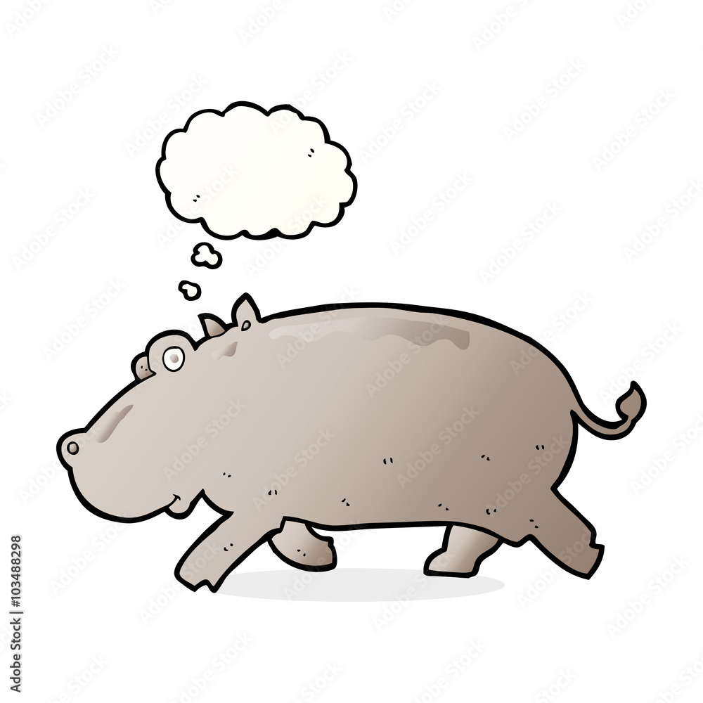 cartoon hippopotamus with thought bubble cartoon hippopotamus with thought bubble