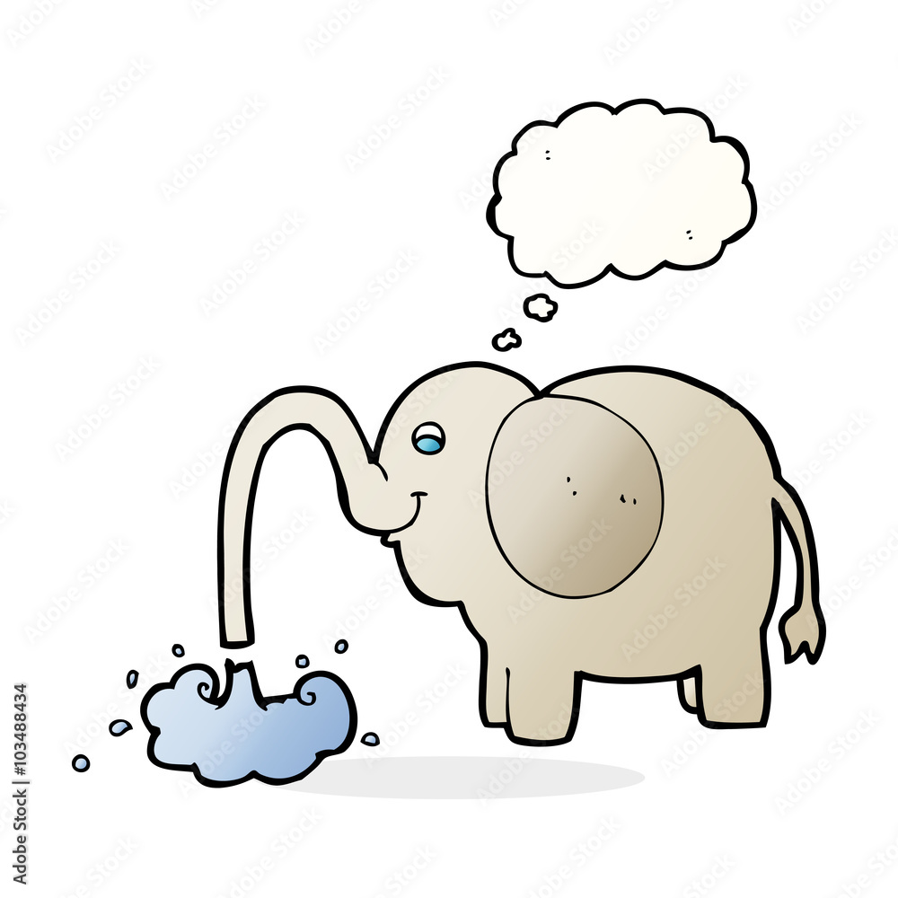 Fototapeta premium cartoon elephant squirting water with thought bubble