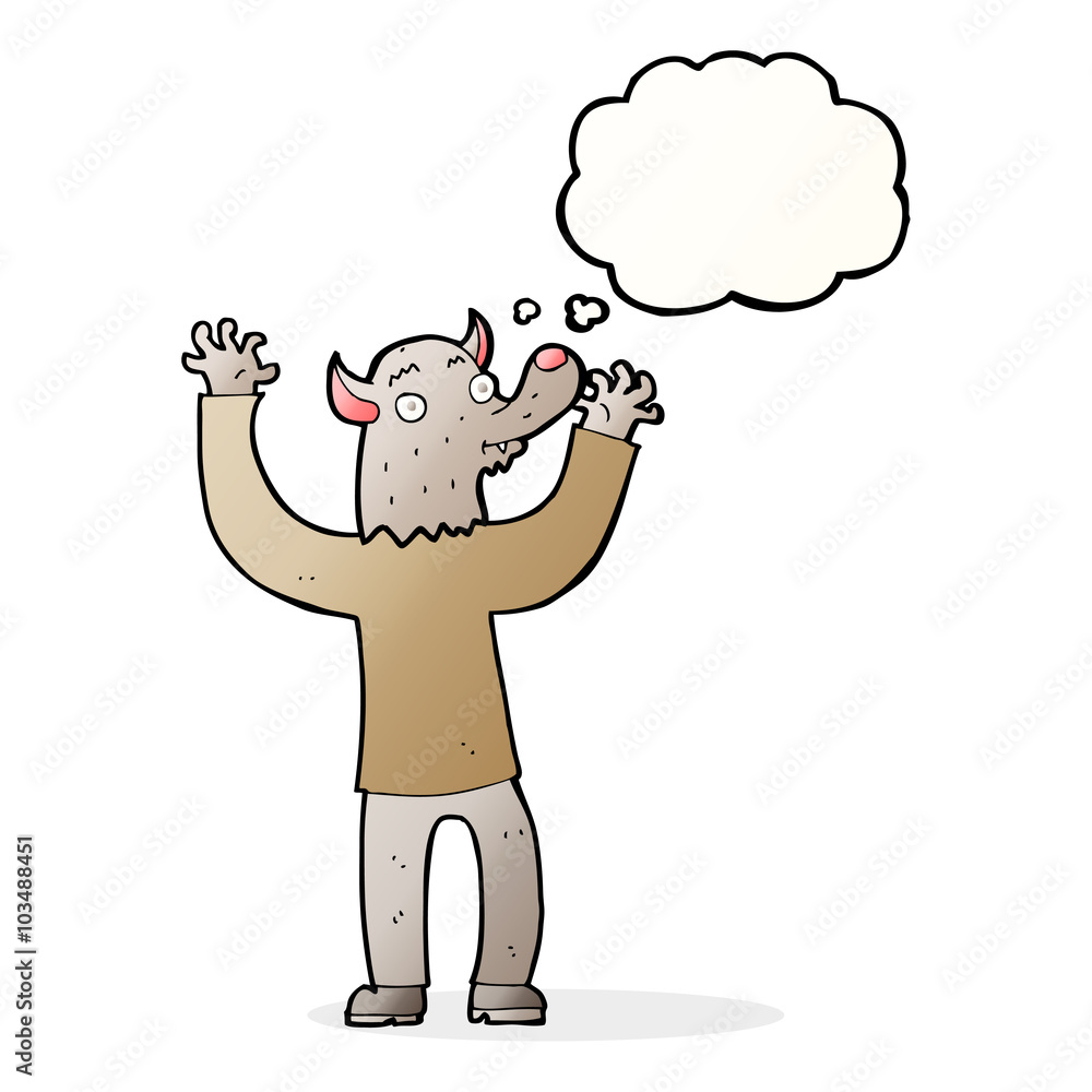 cartoon happy werewolf man with thought bubble cartoon happy werewolf man with thought bubble