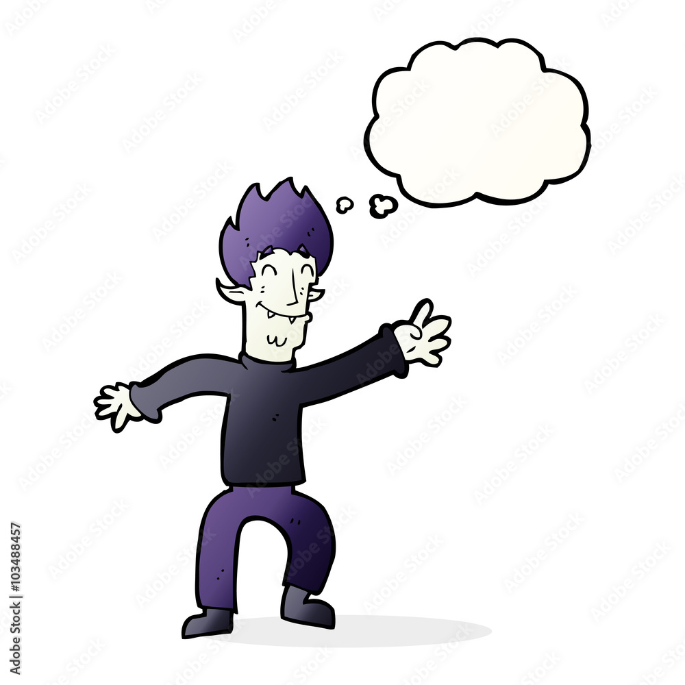 cartoon happy vampire man with thought bubble cartoon happy vampire man with thought bubble
