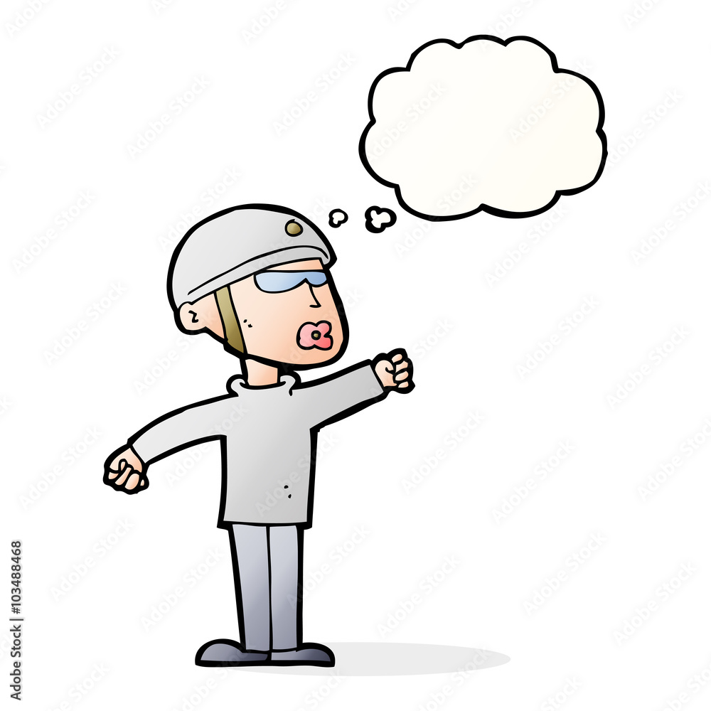 cartoon security guy with thought bubble cartoon security guy with thought bubble