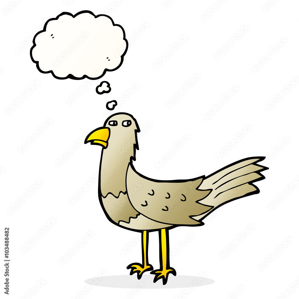 cartoon bird with thought bubble cartoon bird with thought bubble