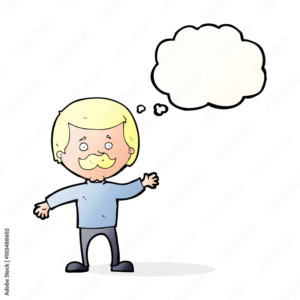 cartoon dad waving with thought bubble cartoon dad waving with thought bubble