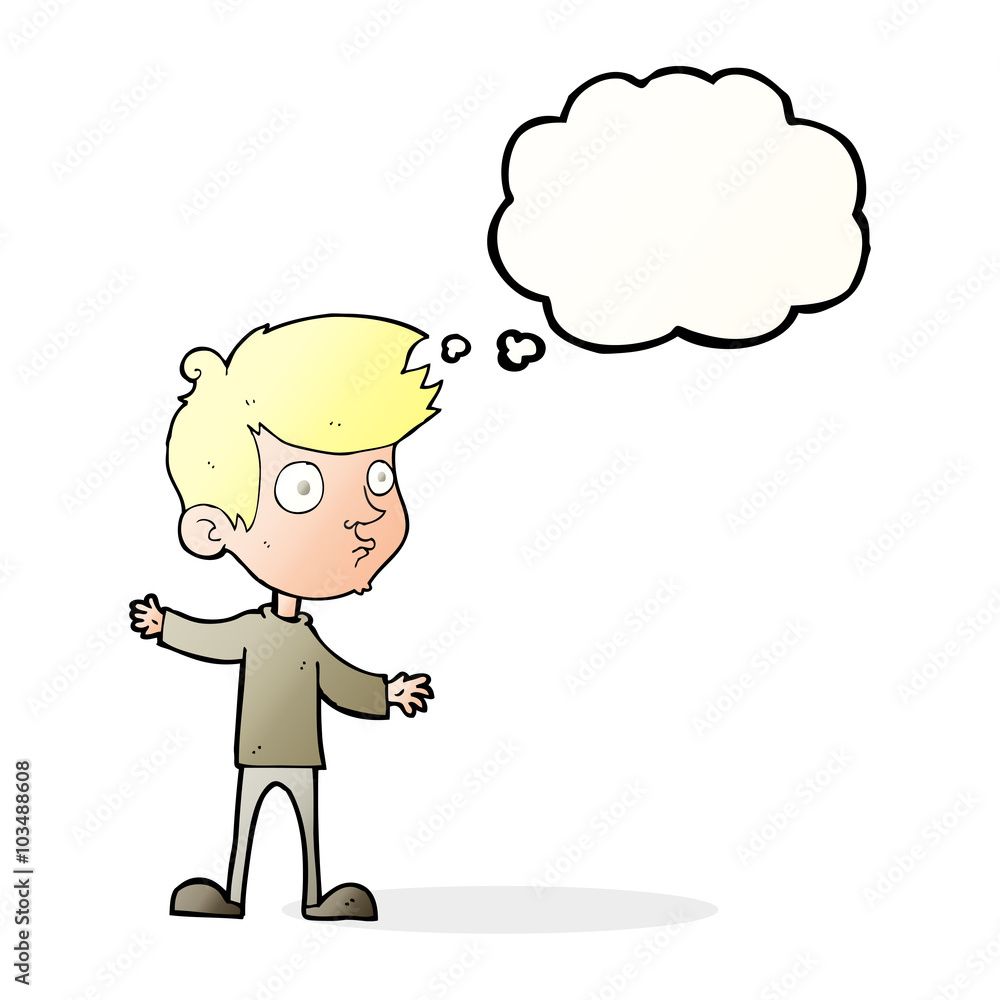cartoon curious boy with thought bubble cartoon curious boy with thought bubble