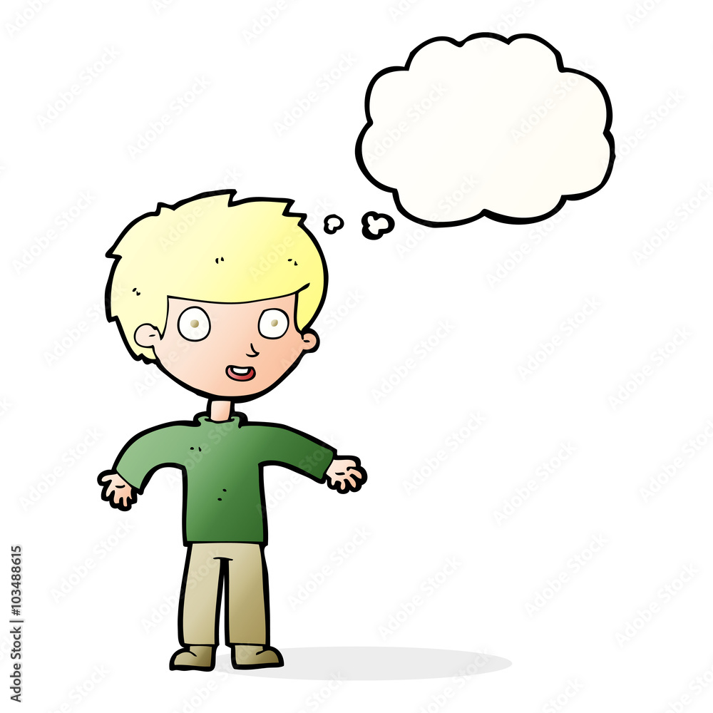 cartoon happy man with thought bubble cartoon happy man with thought bubble