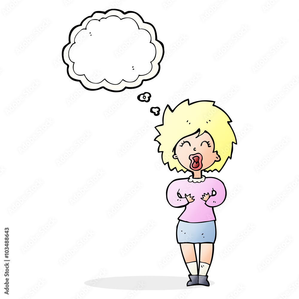 cartoon screaming woman with thought bubble cartoon screaming woman with thought bubble