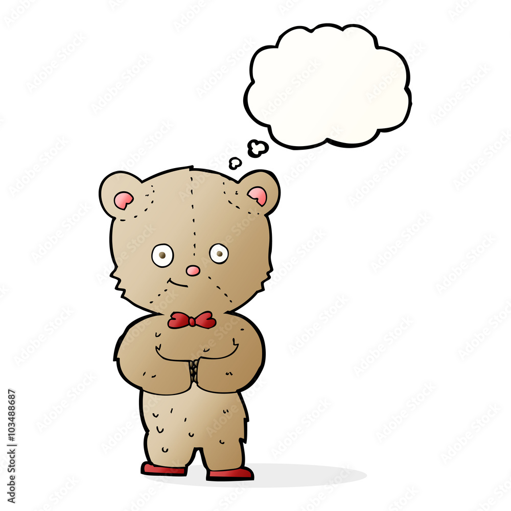 cartoon teddy bear with thought bubble