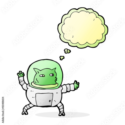 cartoon alien with thought bubble
