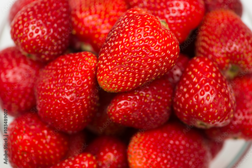 Strawberries arranged on the display Strawberries arranged on the display