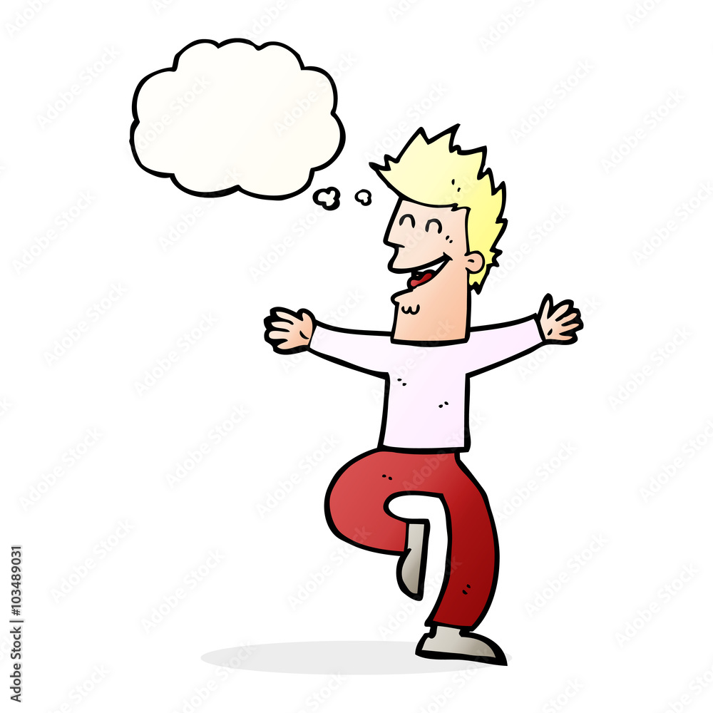 cartoon laughing man with thought bubble cartoon laughing man with thought bubble