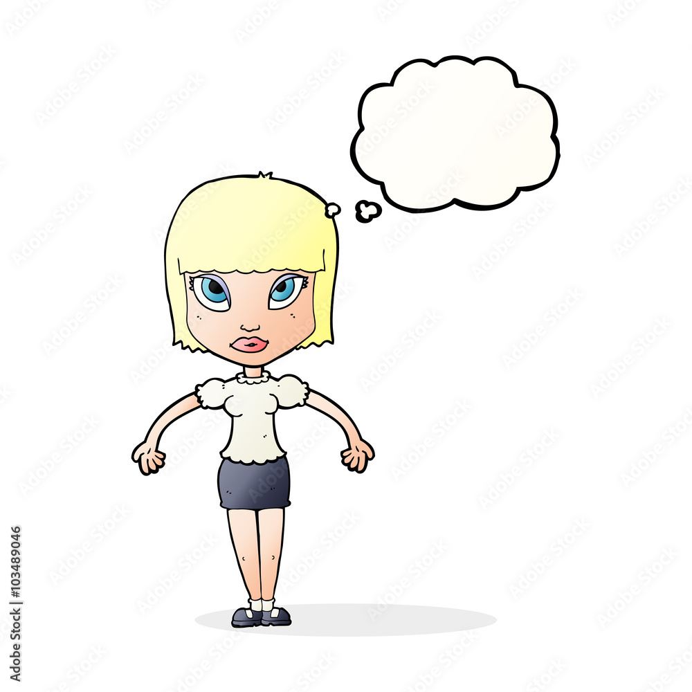 cartoon pretty woman with thought bubble cartoon pretty woman with thought bubble