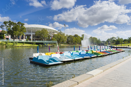 Fototapeta Naklejka Na Ścianę i Meble -  Paddle boats in Adelaide city in Australia