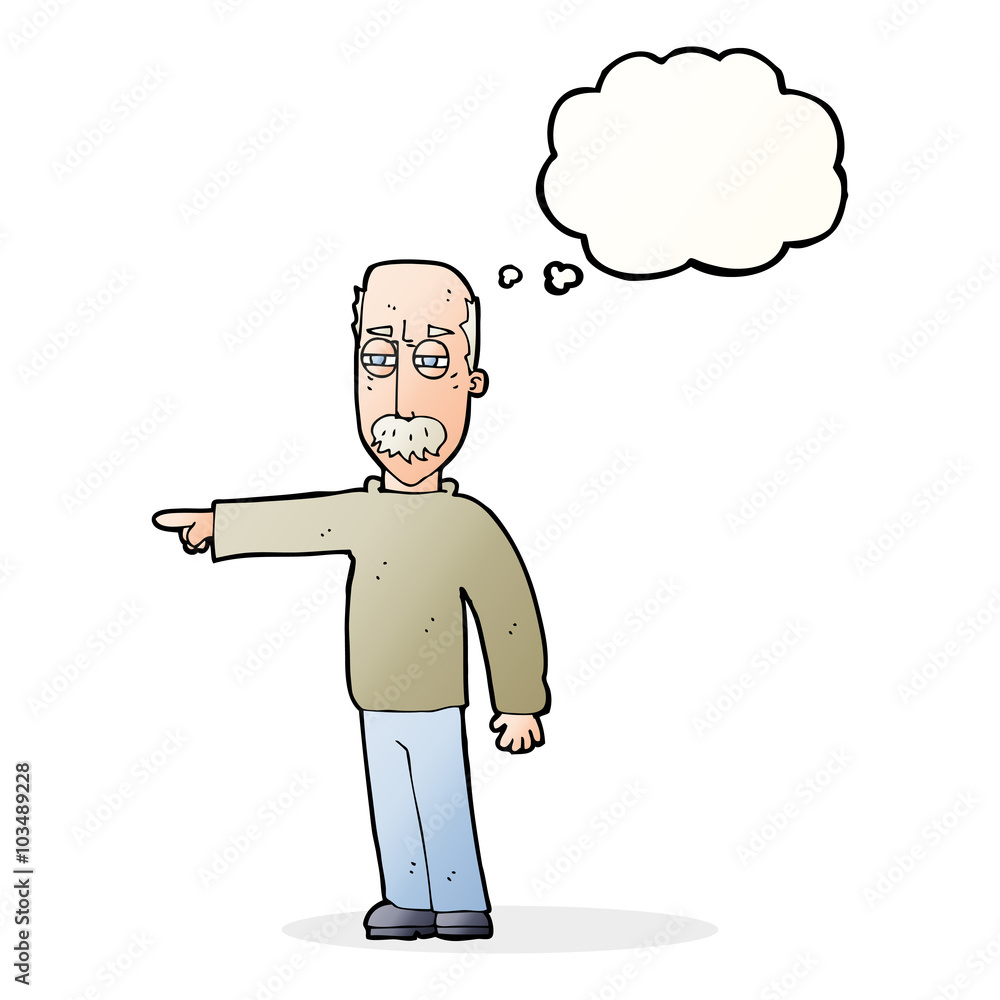 cartoon old man gesturing Get Out! with thought bubble cartoon old man gesturing Get Out! with thought bubble