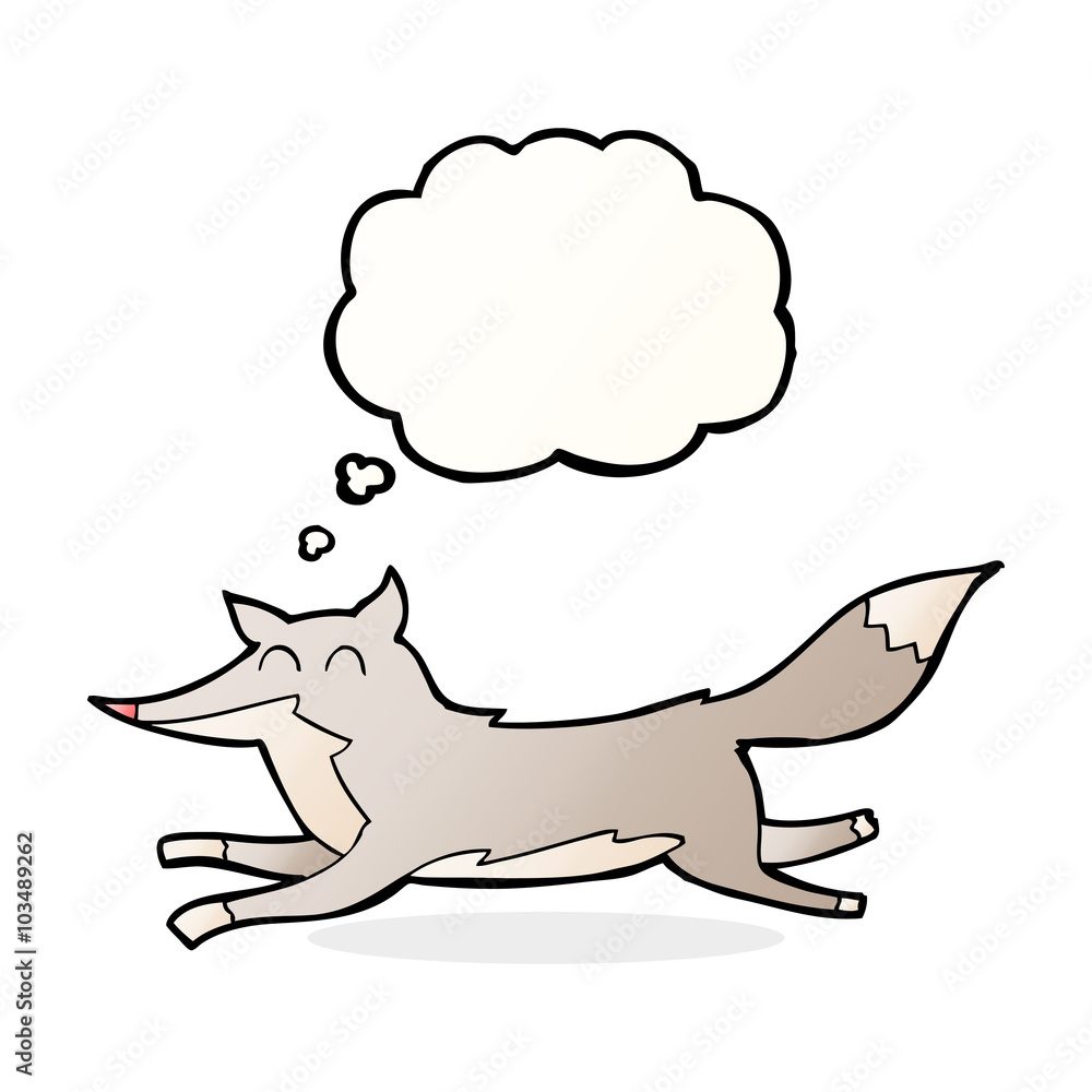 cartoon running wolf with thought bubble cartoon running wolf with thought bubble
