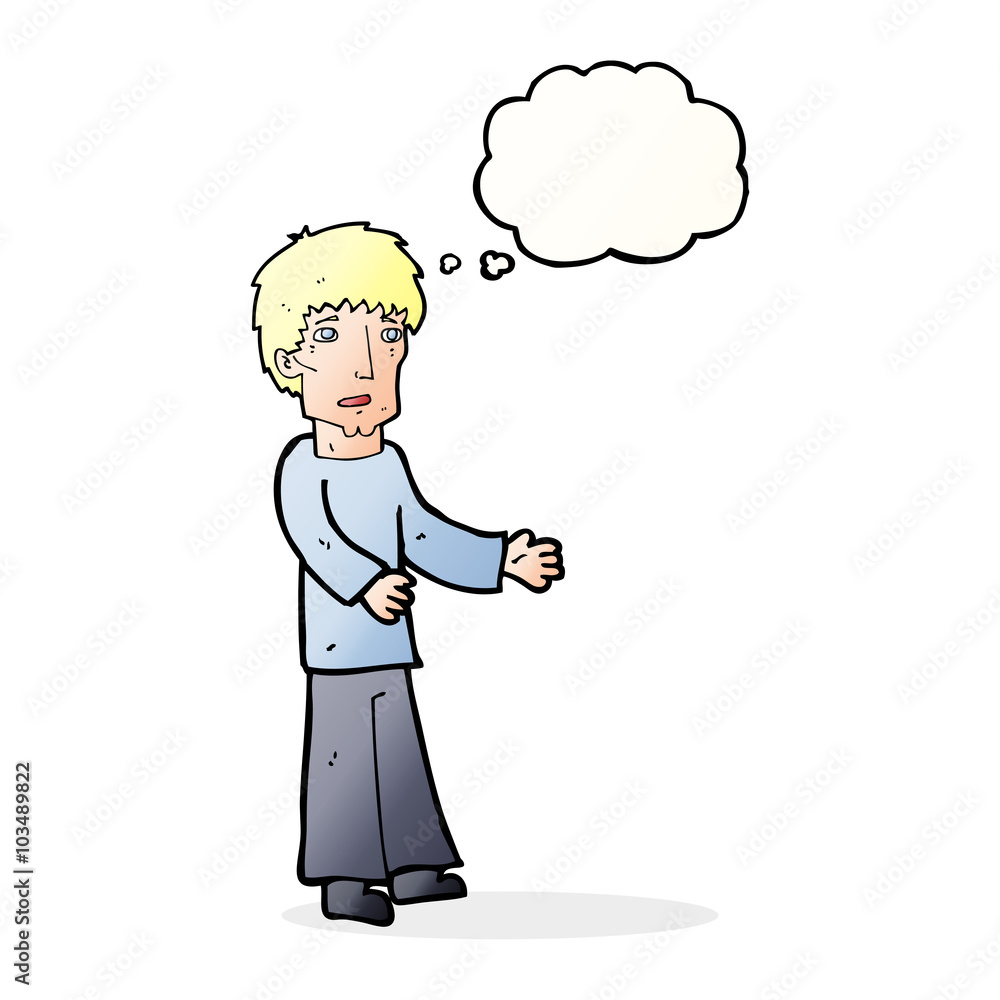cartoon man explaining with thought bubble cartoon man explaining with thought bubble