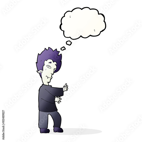 cartoon vampire with thought bubble