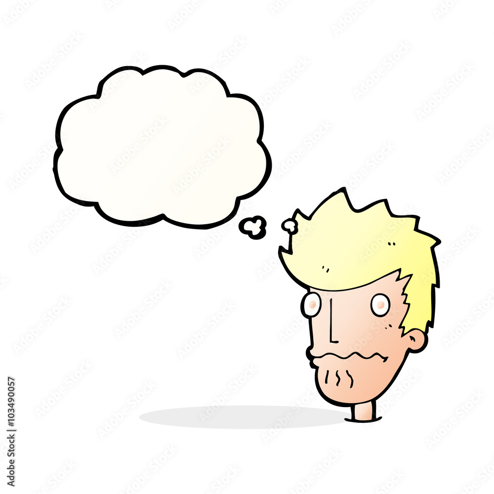 cartoon nervous man with thought bubble cartoon nervous man with thought bubble