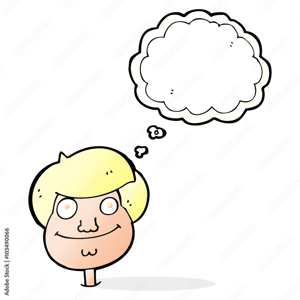 cartoon happy boy's face with thought bubble cartoon happy boy's face with thought bubble