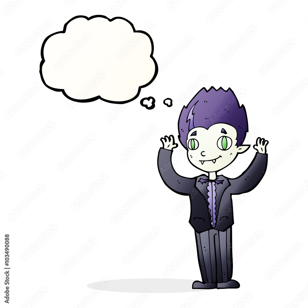 cartoon vampire boy with thought bubble cartoon vampire boy with thought bubble