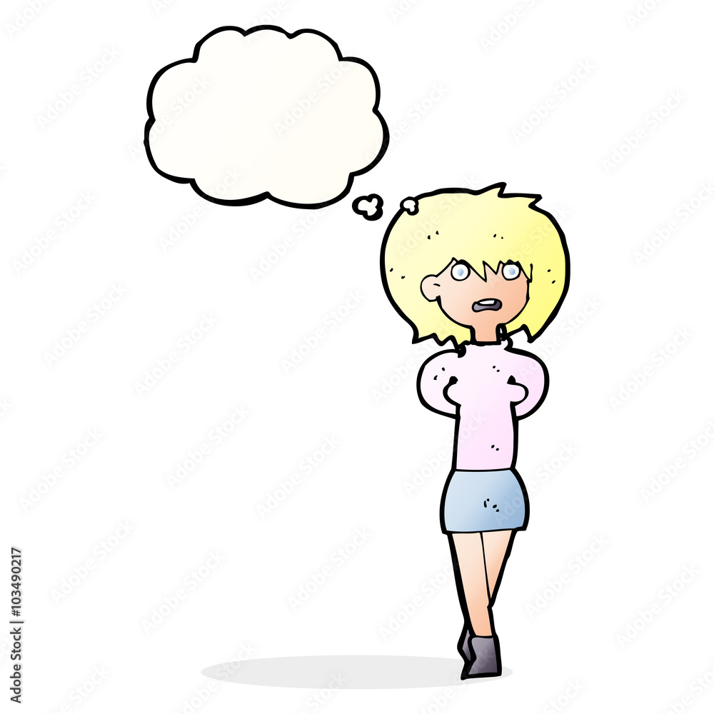 cartoon shocked woman with thought bubble cartoon shocked woman with thought bubble