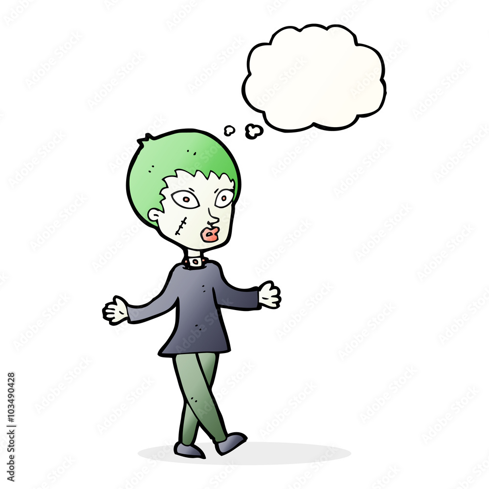 cartoon halloween zombie woman with thought bubble cartoon halloween zombie woman with thought bubble