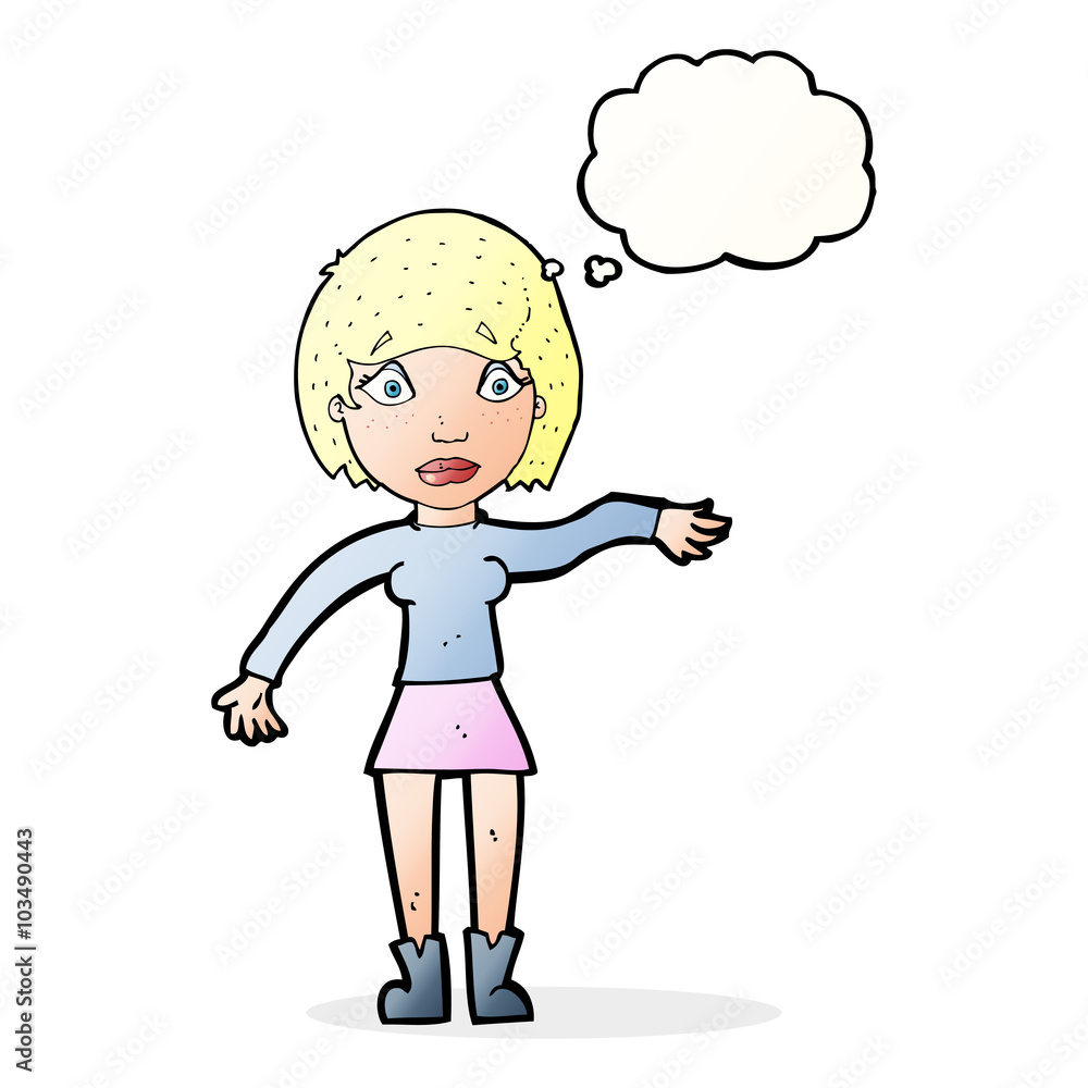cartoon surprised woman with thought bubble cartoon surprised woman with thought bubble