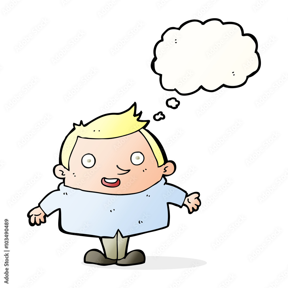 cartoon happy man with thought bubble cartoon happy man with thought bubble