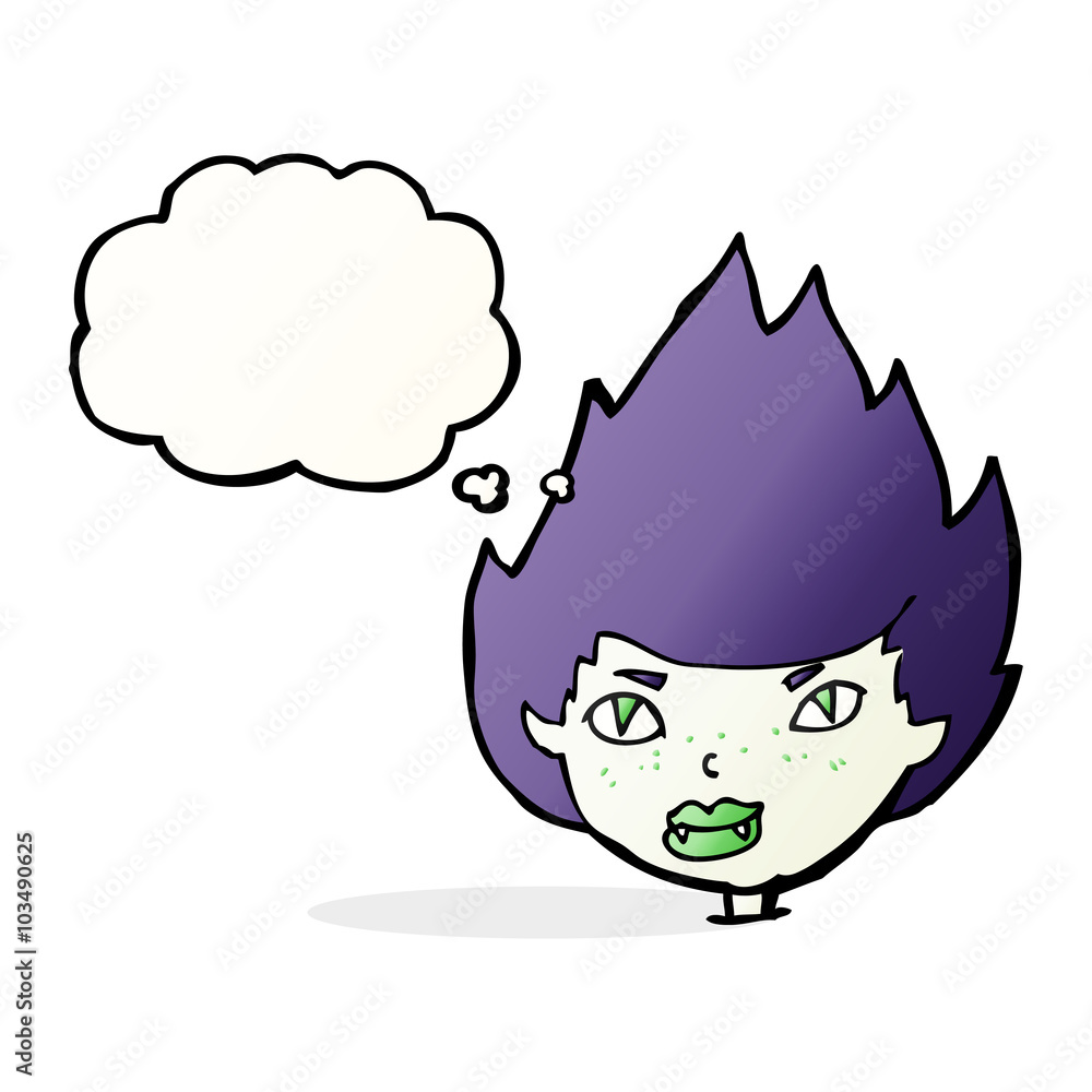 cartoon vampire head with thought bubble cartoon vampire head with thought bubble