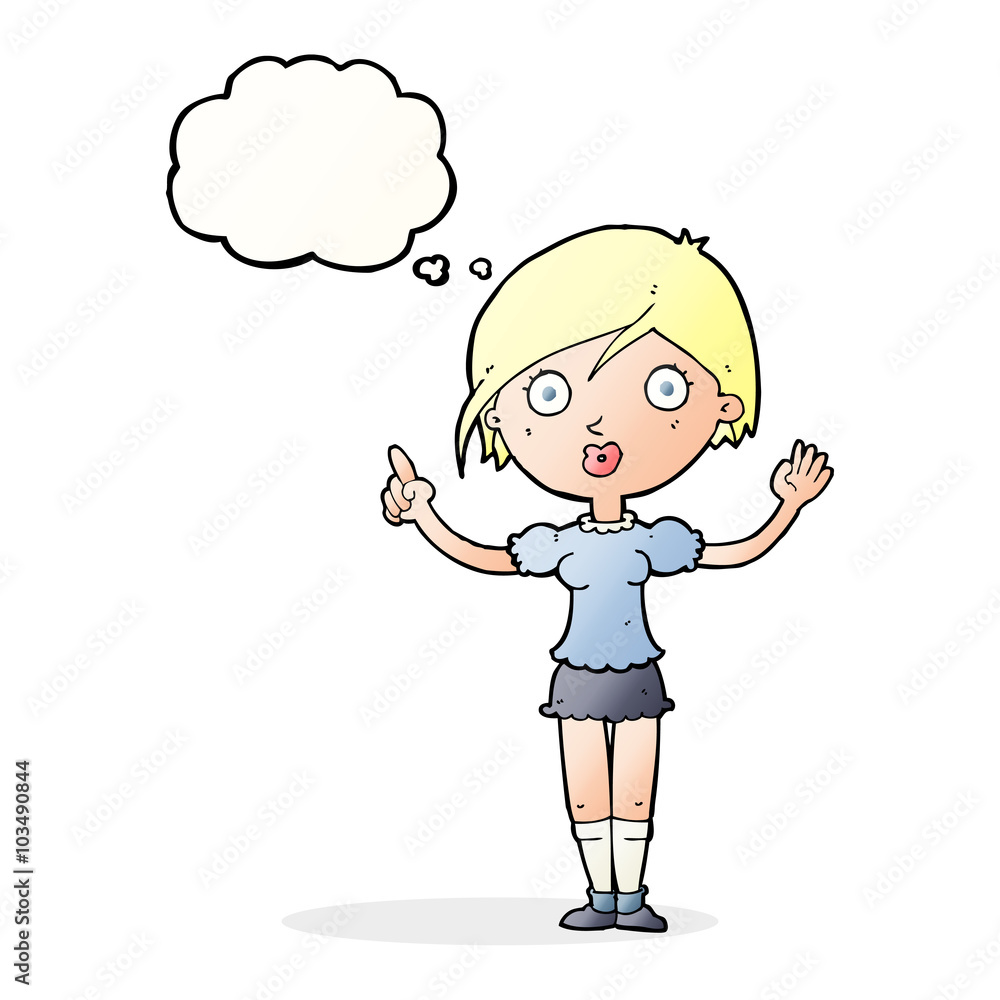 cartoon girl asking question with thought bubble cartoon girl asking question with thought bubble