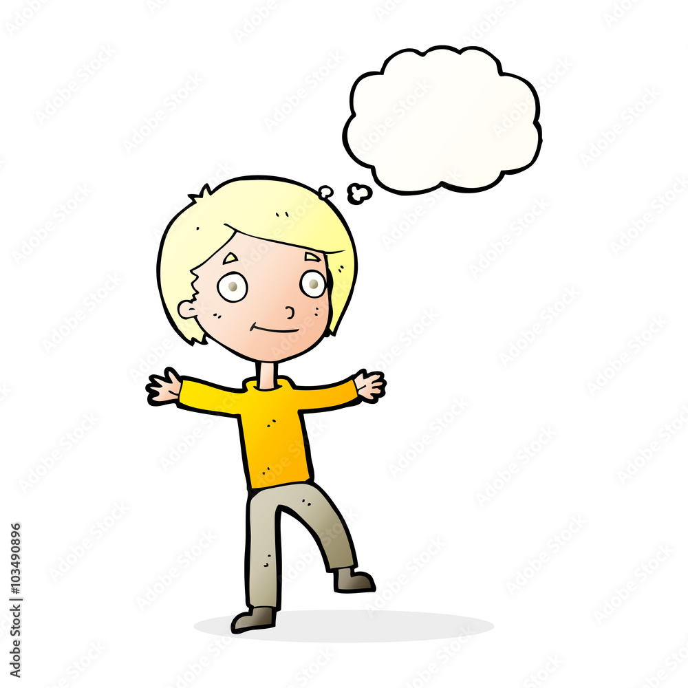 cartoon excited boy with thought bubble cartoon excited boy with thought bubble