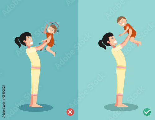 never shake a baby,right and wrong ways for playing with the bab