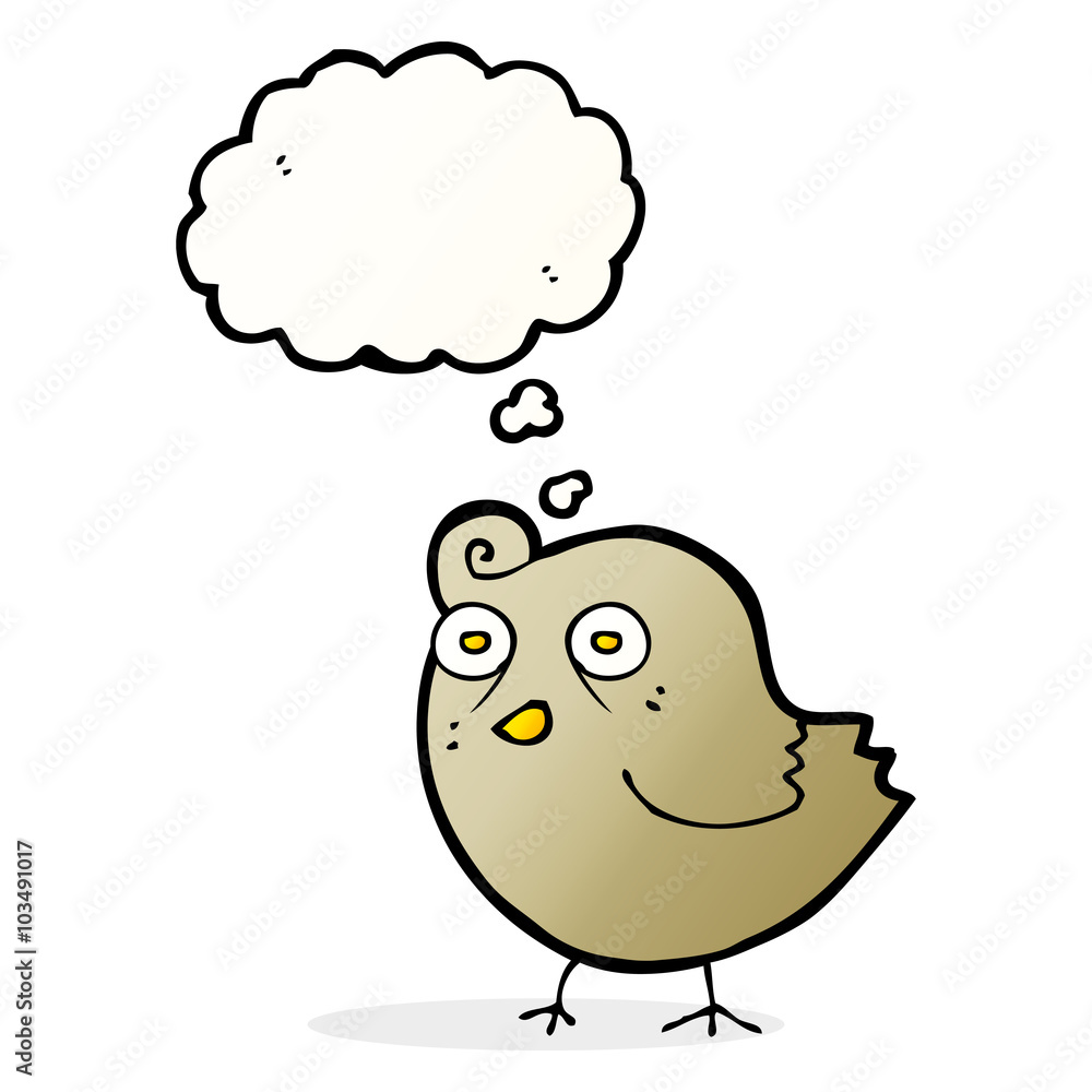 funny cartoon bird with thought bubble funny cartoon bird with thought bubble
