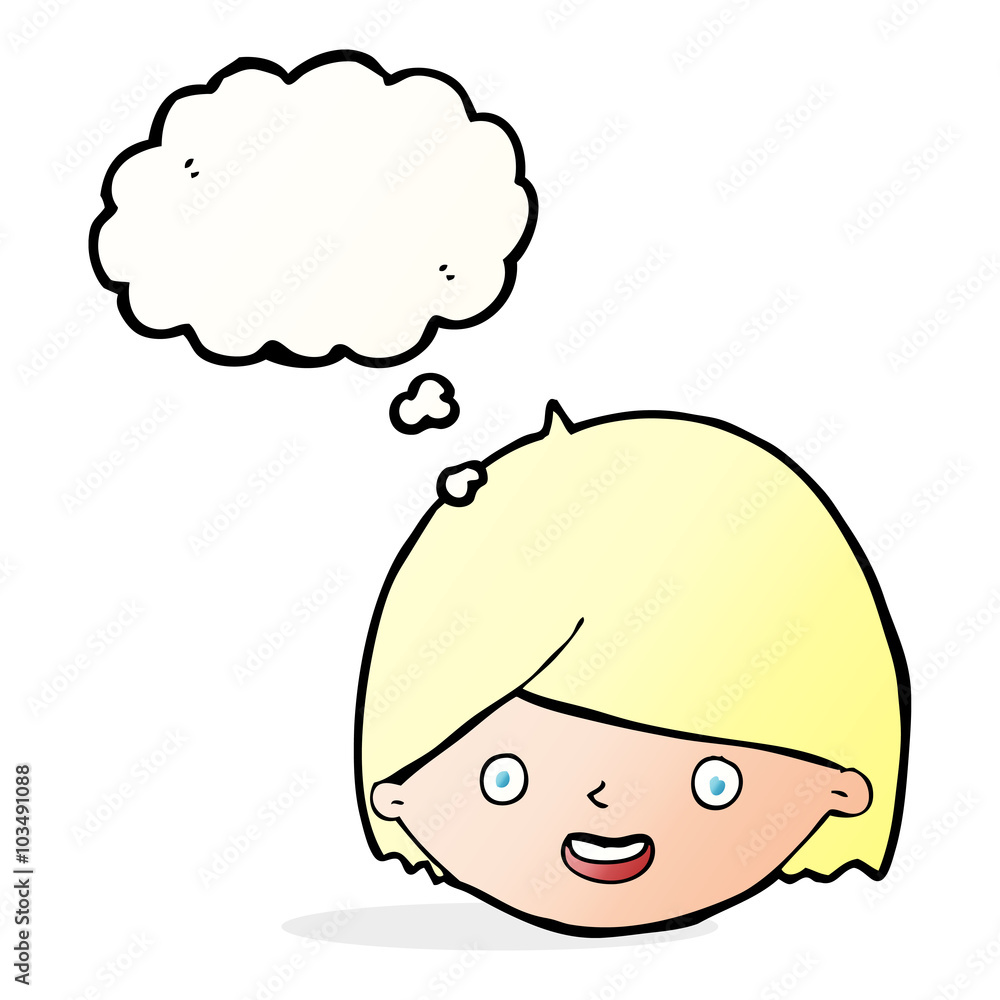 cartoon happy face with thought bubble cartoon happy face with thought bubble