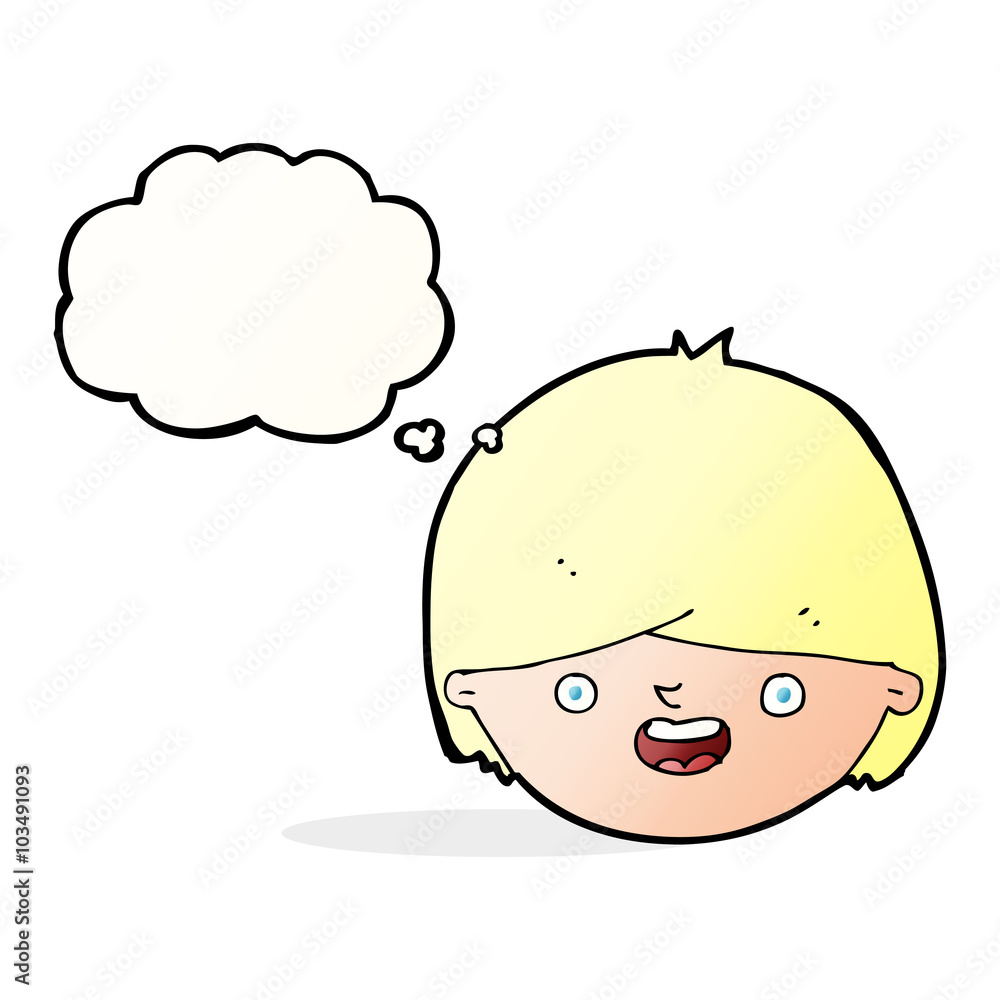 cartoon happy face with thought bubble cartoon happy face with thought bubble