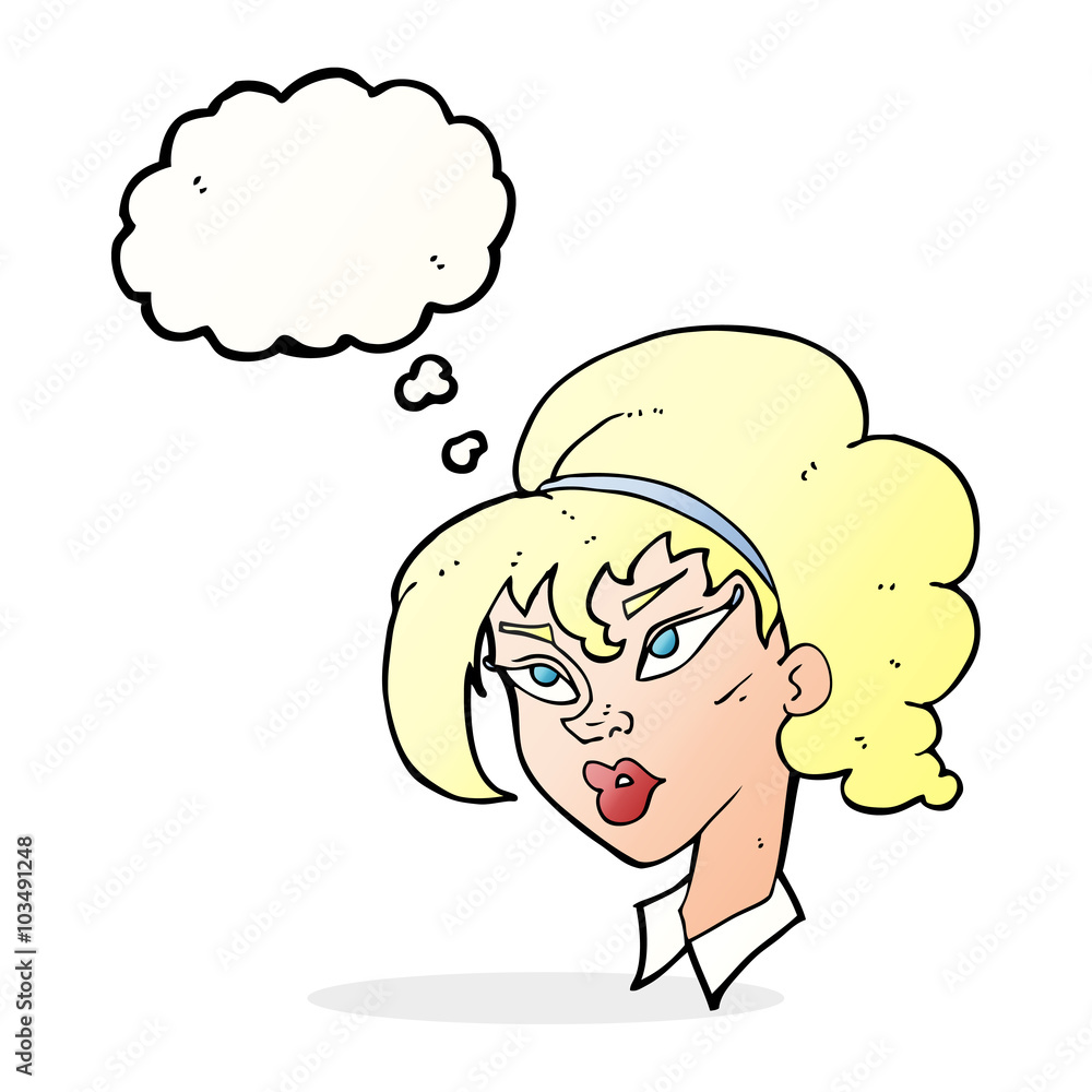 cartoon pretty woman with thought bubble cartoon pretty woman with thought bubble