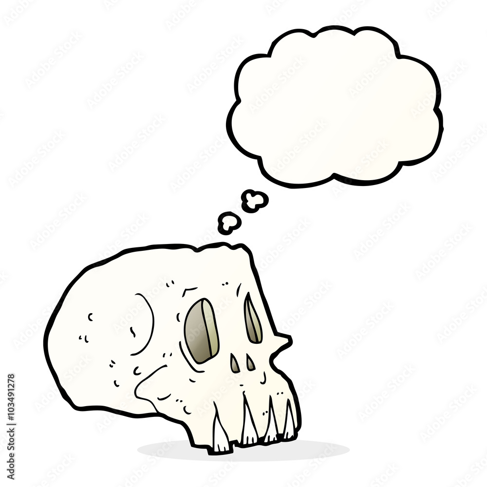 cartoon spooky skull with thought bubble cartoon spooky skull with thought bubble