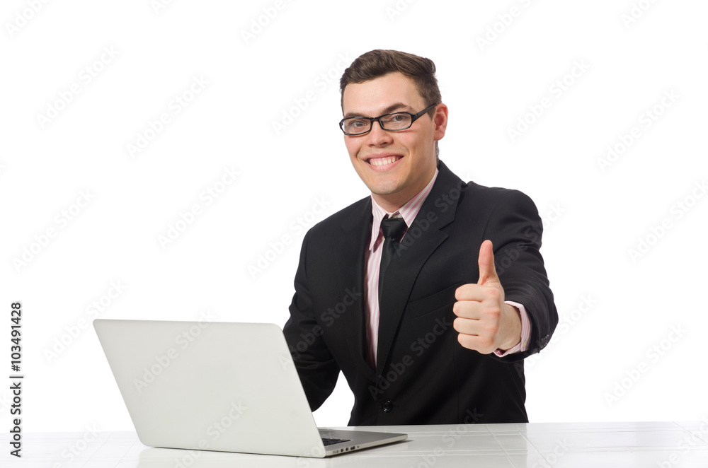 Young businessman isolated on the white Young businessman isolated on the white