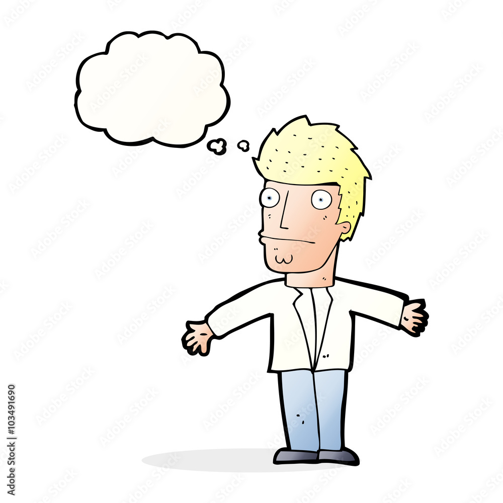 cartoon confused man with thought bubble cartoon confused man with thought bubble