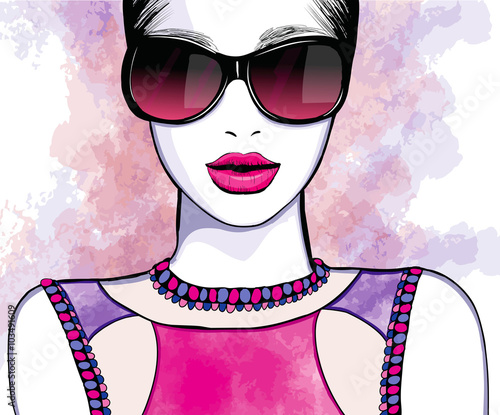 Young pretty woman with sunglasses