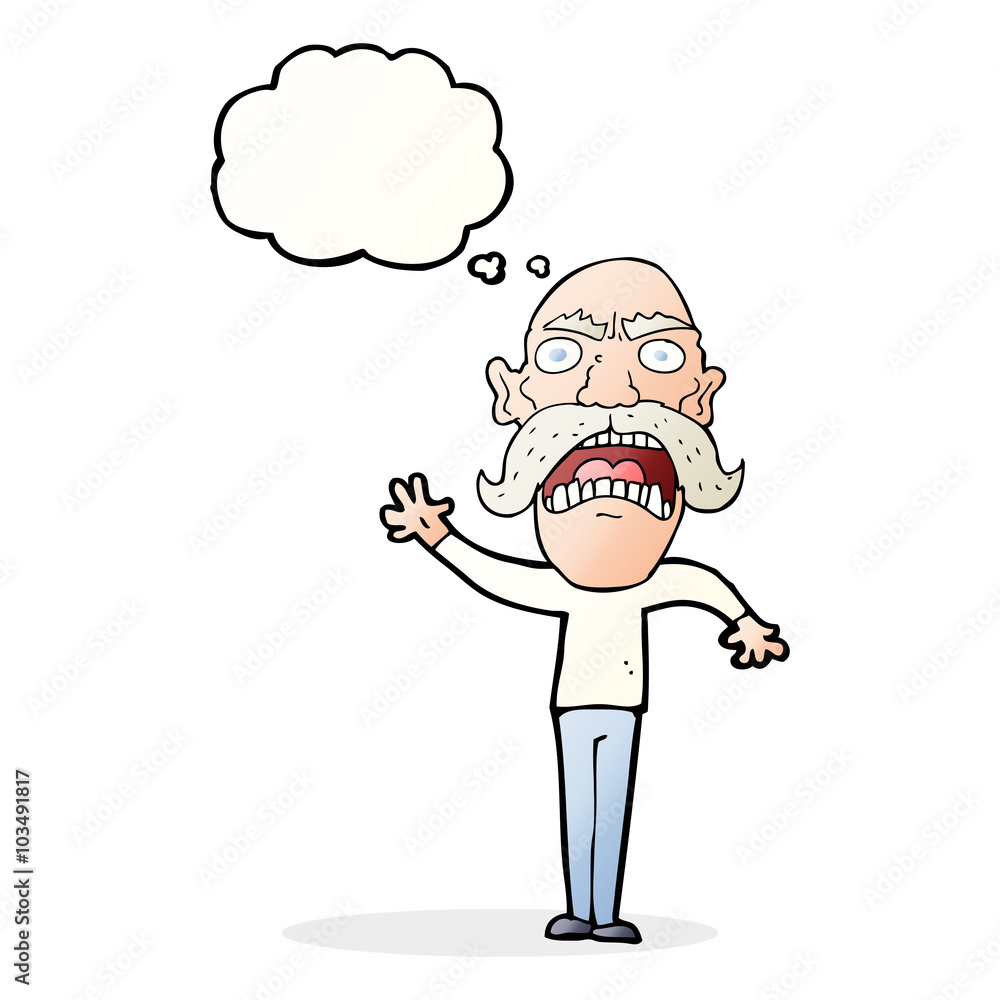 cartoon angry old man with thought bubble cartoon angry old man with thought bubble